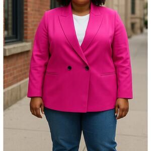 Mural Pink Blazer Womens Large , Classic Design Lined Interior, Mid length